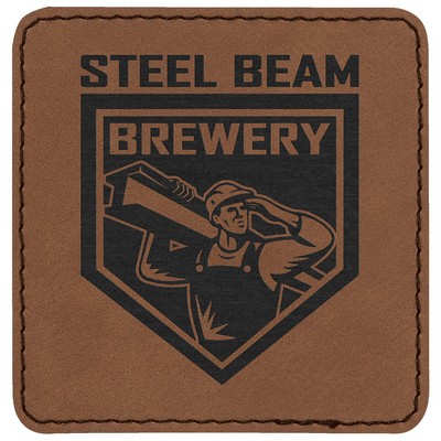 3" Square Patches, Dark Brown Laserable Leatherette