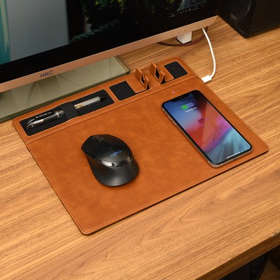 15W leather mouse pad charger , wireless charger