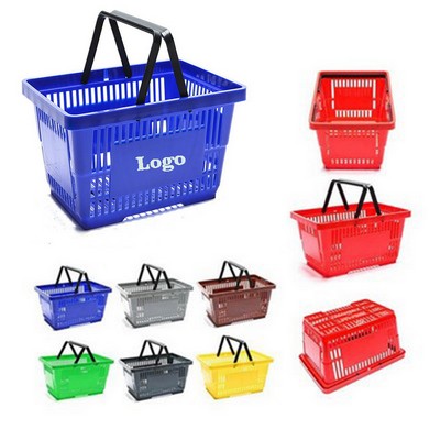 18L 15 3/4"x11 1/2"x9" Portable Plastic Rectangular Shopping Basket w/Dual Handles