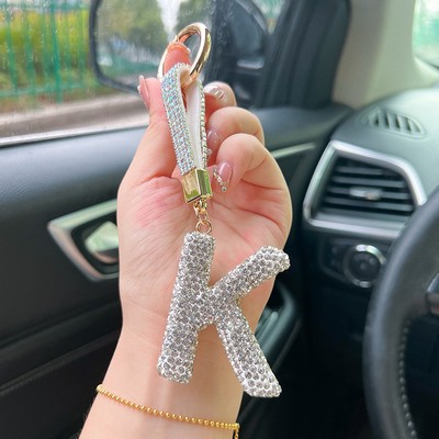 Crystal Surface Letter K Keychain Initial Keychain
