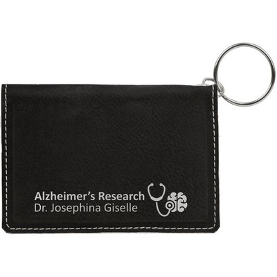 Black/Silver Leatherette Keychain ID Holder