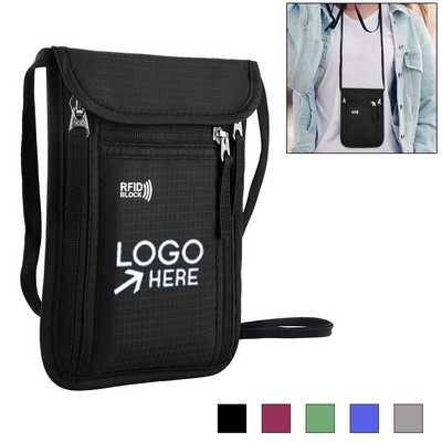 Neck Wallet With Zipper And Id Slot