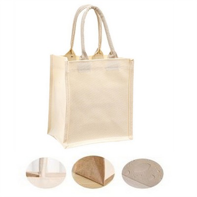 Natural Jute Button Tote Bag