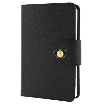 Faux Leather Classic Notebook W/ Gold Medallion