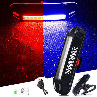Rechargeable Blue And Red LED Flashlight Lamp With Adjustable Band