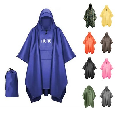 Hooded Rain Poncho For Adult With Pocket