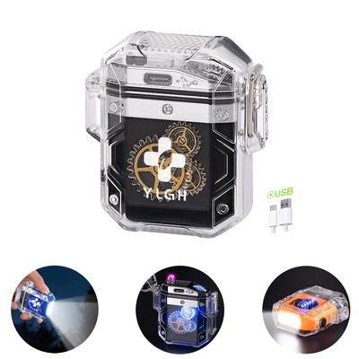 Rotation Gear Electric Lighter With Flashlight
