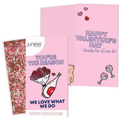 3.5Oz Belgian Chocolate Valentine's Day Greeting Card - You're the Reason We Love What We Do