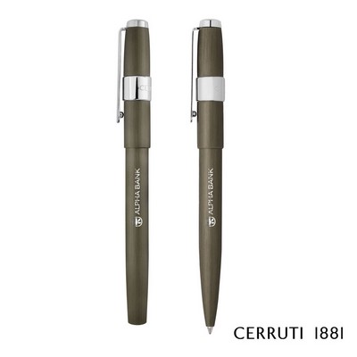 Cerruti 1881® Block Brushed Ballpoint Pen & Fountain Pen Set