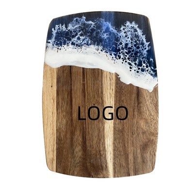 Ocean Wave Resin Acacia Charcuterie Board