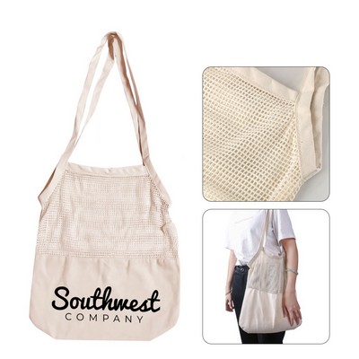 Mesh Patchwork Cotton Tote Bag