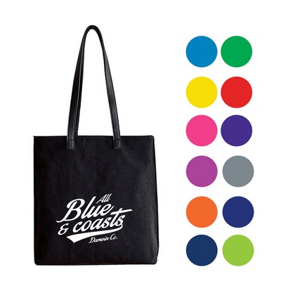 Canvas Tote Bag with Leather Look Handles