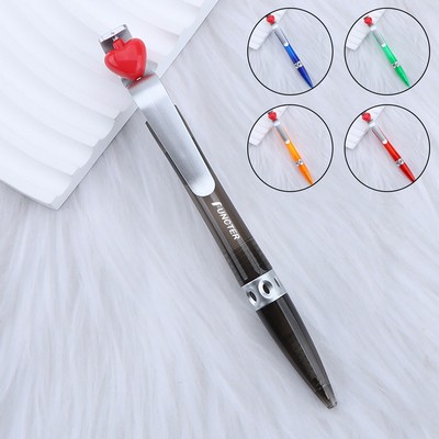 Red Heart Head Pen Rotatable Writing Ballpoint Pens Novelty Plastic Sports Funny Pen
