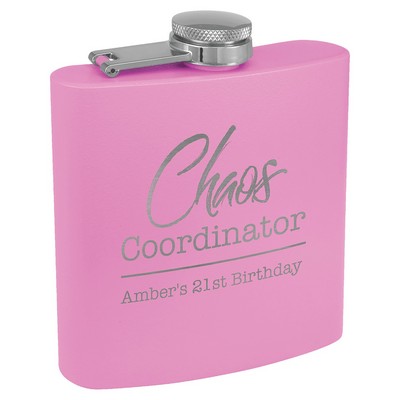 6 oz. Matte Light Purple Powder Coated Stainless Steel Flask