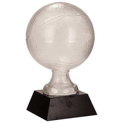 13" Glass Basketball with Black Marble Base