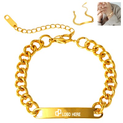 Stainless Steel Hip-Hop Style Gold-Plated Bracelet
