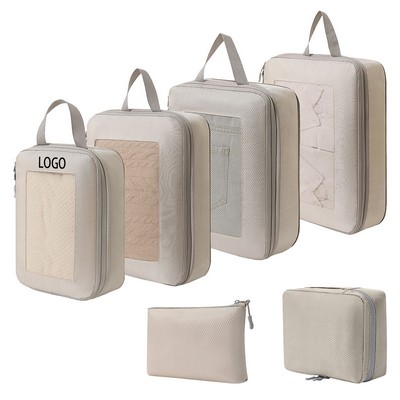 Square Grid 6-Piece Set Of Compressible Luggage Organizers
