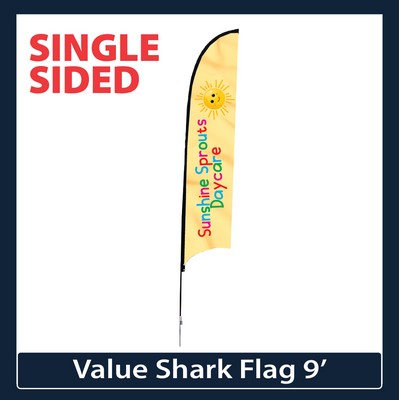 Value 9' Shark Flag - Single Sided w/Spike Base and Carry Bag