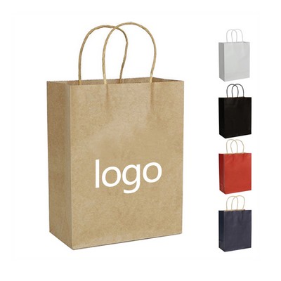Custom Recycled Kraft Paper Retail Grocery Bag w/Handles MOQ100PCS
