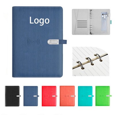 A5 Leather Notebook With Wireless Charging Power Bank
