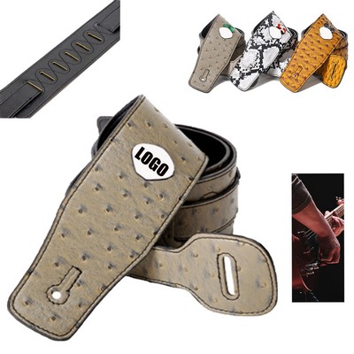 Premium Genuine Leather Guitar Strap With Pick Slot