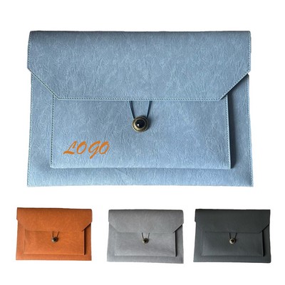A4 Faux Leather Business Document Folder, Large Capacity File Organizer Bag