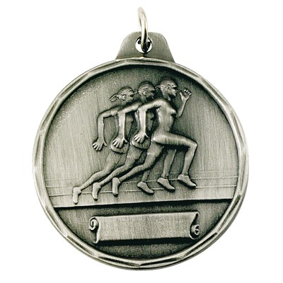 1 1/2" Silver Women's Track Themed Medal