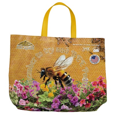 19 Inch Sublimated Tote Bag with Mock Gusset