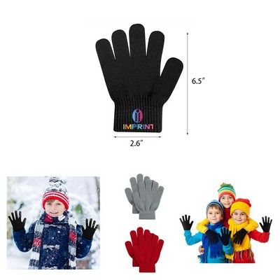 Children's Full-Finger Knit Winter Gloves