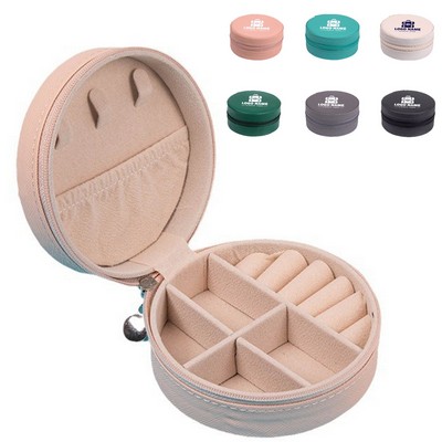 Round Jewelry Storage Box with Zipper