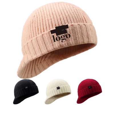 Outdoor Ski Brim Knitted Beanie Hat