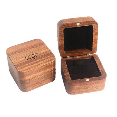 Heart Shaped Walnut Wedding Ring Box Solid Wood Engagement Jewelry Case Gift Box MOQ50pcs
