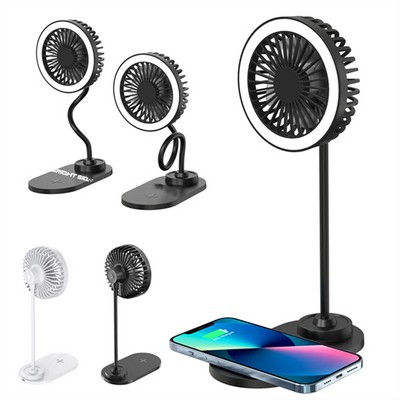 LED Desk Fan with Wireless Charger & Flexible Neck