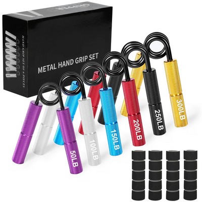 50-300LBS 6Pcs Set Exerciser Wrist Fitness Equipment Hand Grip Strengthener