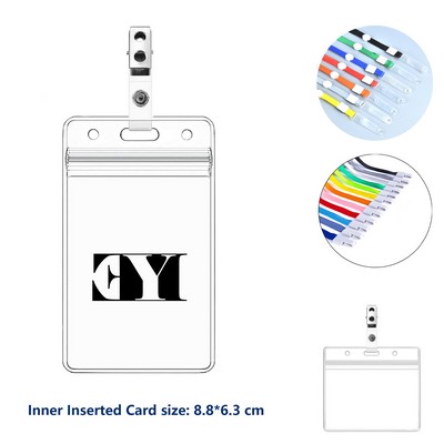 Clear Badge Holder with Clip Straps