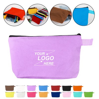 Large Makeup Pouch Zipper Handbag Student Stationery Pencil Case Canvas Storage Bag