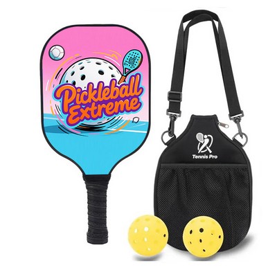 Fiberglass Pickleball Paddle & Ball Set w/ Shoulder Bag