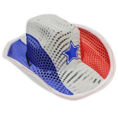 Red White & Blue LED Cowboy Hat