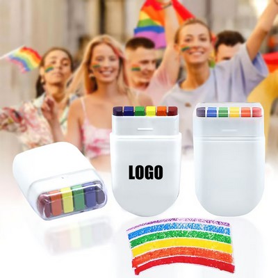 6 Color Fan Brush Pride Rainbow Face Paint Stick