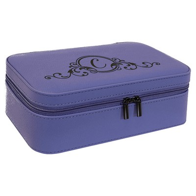 Faux Leather Jewelry Box, Purple, 7 1/2" X 4 1/2"
