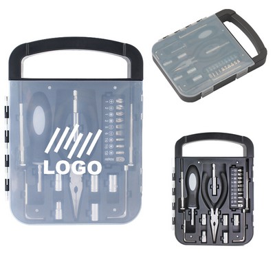 22 Piece Portable Tool Set With Transparent Cover