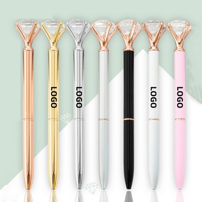 5 1/2" Glitter Flakes Ball Diamond Metal Ballpoint Pen