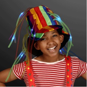 Funny Clown Top Hat with Lights & Noodle Hair - BLANK