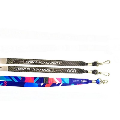 3/4'' Flat Sublimation Printed J Hook Polyester Lanyard