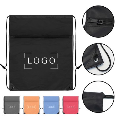 Drawstring Backpack with Zipper
