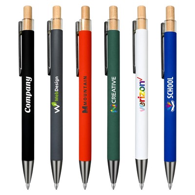 Recycled Aluminum Pen With Bamboo Plunger