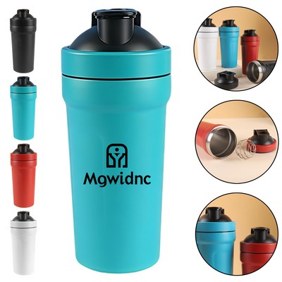 750ml Stainless Steel Protein Shaker Bottle with Mixing Ball