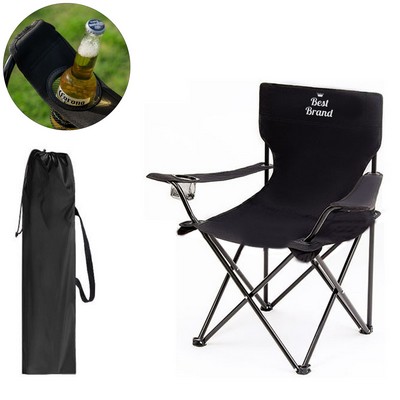 Outdoor Folding Chair with Backrest and Armrests