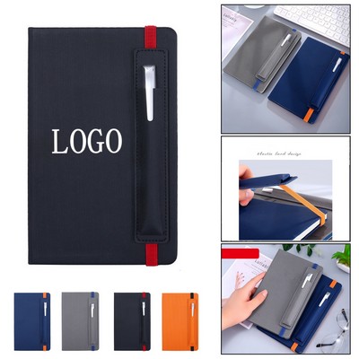 A5 Leather Notebook With Pen Slot And Elastic Band