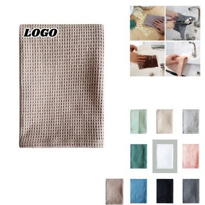 Cotton Waffle Dish Towels Scrub Kitchen Cloth Solid Color